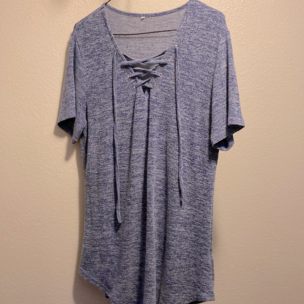 Size medium, long, blue, tie up top